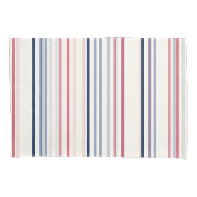Funda De Cojín Pink blue and white stripes (Anverso)