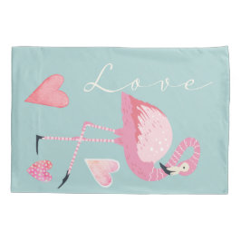 Funda De Cojín Pink Flamingo Love Pillowcase