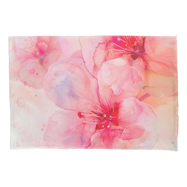 Funda De Cojín Pink Petal Elegance Watercolor (Anverso)