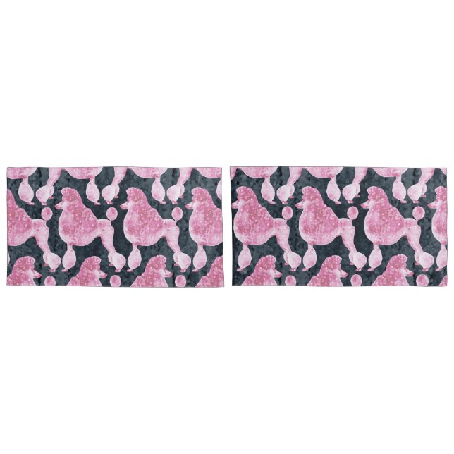 Funda De Cojín Pink Posh Poodle Night Gray (Reverso-Set)