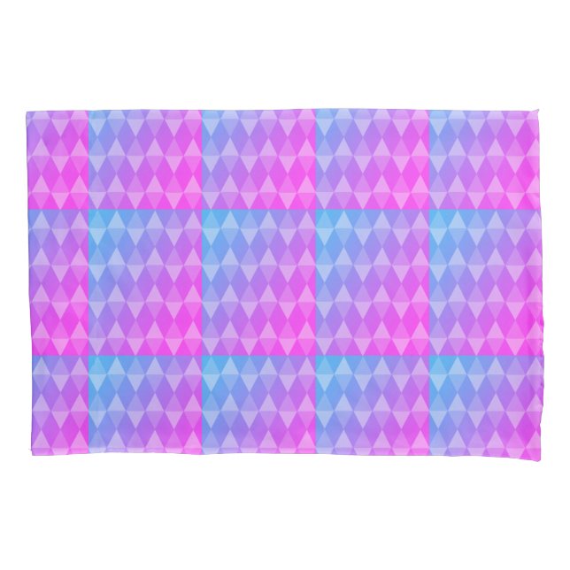 Funda De Cojín Pink, Purple, Blue Diamond Pattern (Anverso)