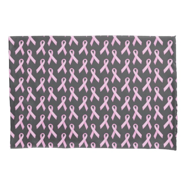 Funda De Cojín Pink Ribbon on Black - Breast Cancer Awareness (Anverso)
