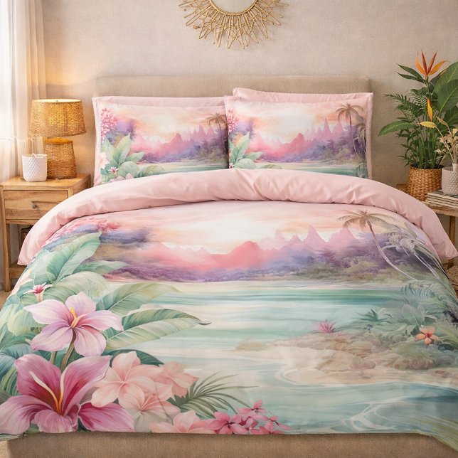 Funda De Cojín Pink Tropical Beach (Subido por el creador)