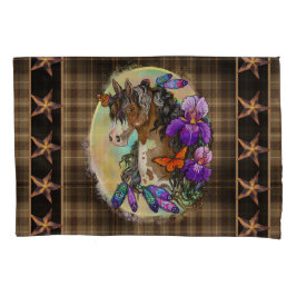 Funda De Cojín Pintar caballo Mustang con iris y mariposas