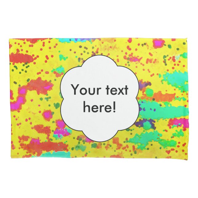 Funda De Cojín Pintar salpicaduras en un fondo amarillo (Anverso)