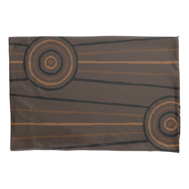 Funda De Cojín Pintura aborigen de líneas y círculos (Anverso)