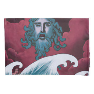 Funda De Cojín Pintura de aceite de Crimson Neptune