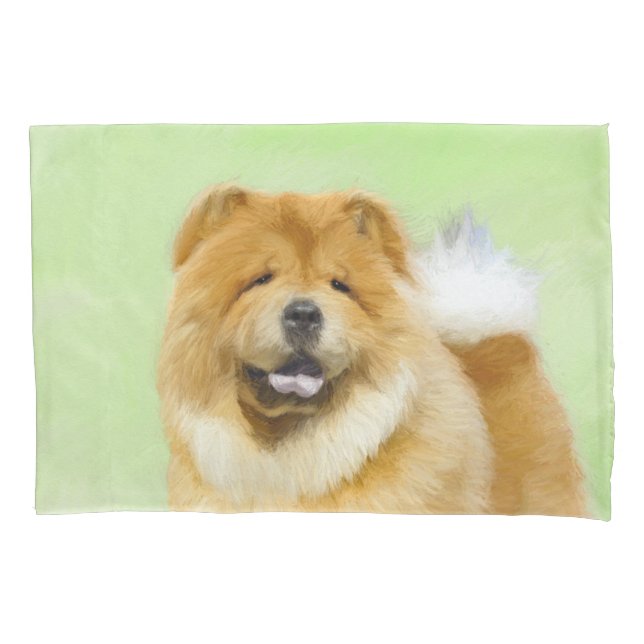 Funda De Cojín Pintura de Chow Chow - Arte Perro Original. (Anverso)