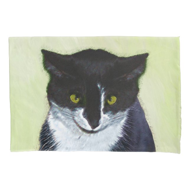 Funda De Cojín Pintura de gatos de Tuxedo - Arte de gatos origina (Anverso)