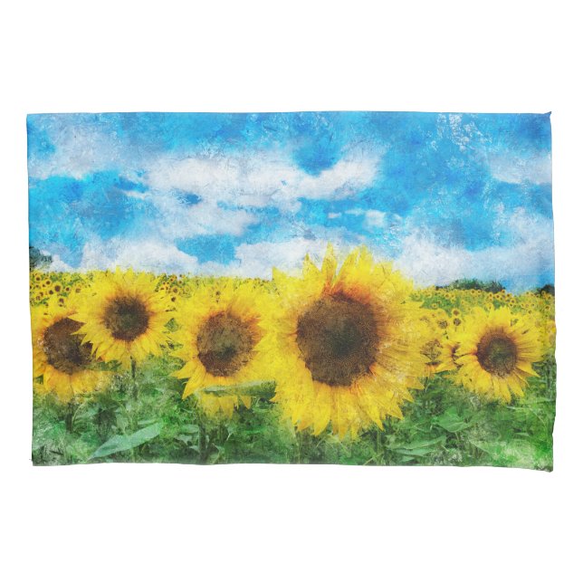 Funda De Cojín Pintura de girasoles (Anverso)