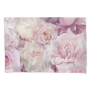 Funda De Cojín Pintura de Jardín Botánico Rosa Monogramado
