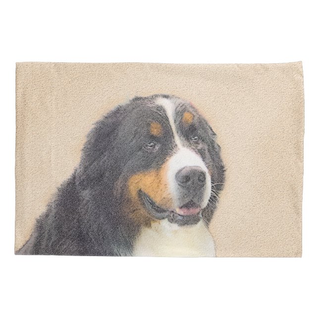 Funda De Cojín Pintura de perro de montaña de Bernese - Arte de p (Reverso)