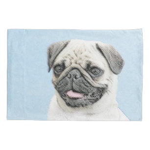 Funda De Cojín Pintura de pug - Arte de perro original curado