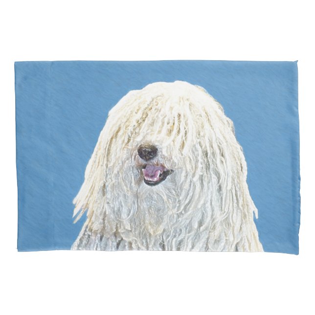 Funda De Cojín Pintura de puli - Arte de perro original lindo (Anverso)