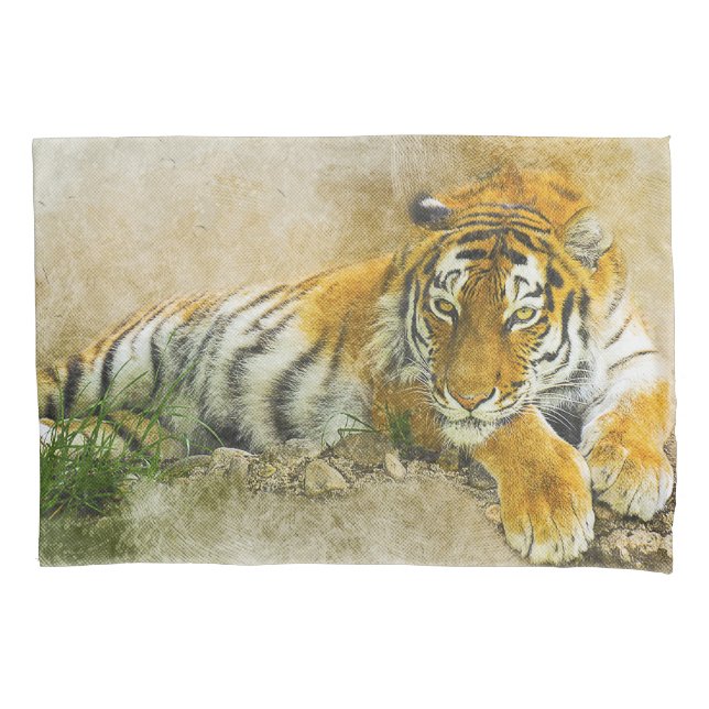 Funda De Cojín Pintura de tigre (Anverso)