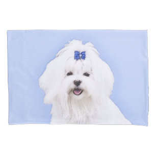Funda De Cojín Pintura maltesa - Arte de perro original muy lindo