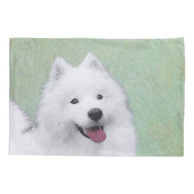 Funda De Cojín Pintura Samoyed - Arte Perro Original Cuto (Reverso)