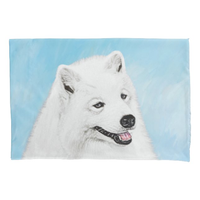 Funda De Cojín Pintura Samoyed - Arte Perro Original Cuto (Anverso)