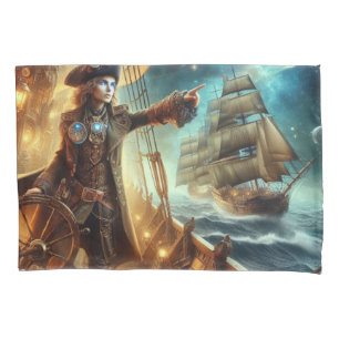 Funda De Cojín Pirata espacial Steampunk Vintage en el Océano Vic