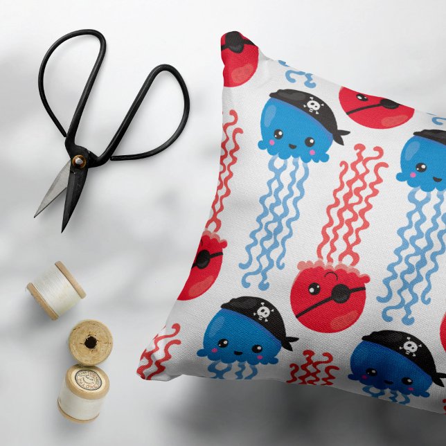 Funda De Cojín Pirate Jellyfish, Patrón de medusas, animales mari (Subido por el creador)