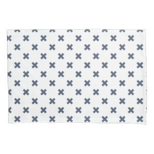 Funda De Cojín Pisos cruzados de color azul-gris sobre blanco
