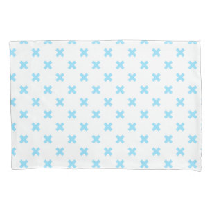Funda De Cojín Pisos cruzados de color azul sobre blanco