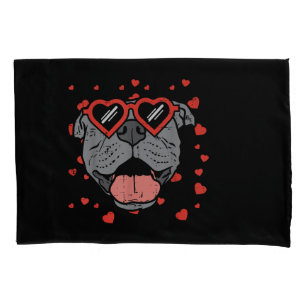 Funda De Cojín Pitbull Face Glasses Día de San Valentín Mascota P