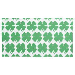 Funda De Cojín Pixel Lucky Four Leaf Clover de 8 bits