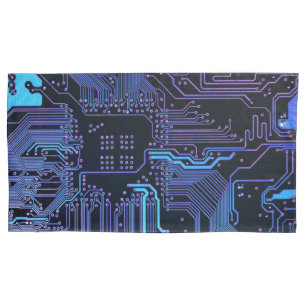Funda De Cojín Placa de circuito electrónico azul del nerd de sal
