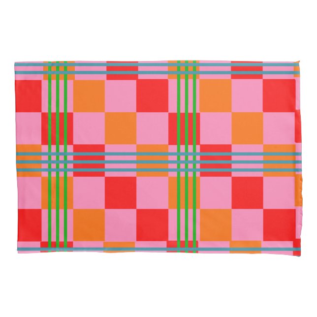 Funda De Cojín Plaid Retro  (Anverso)