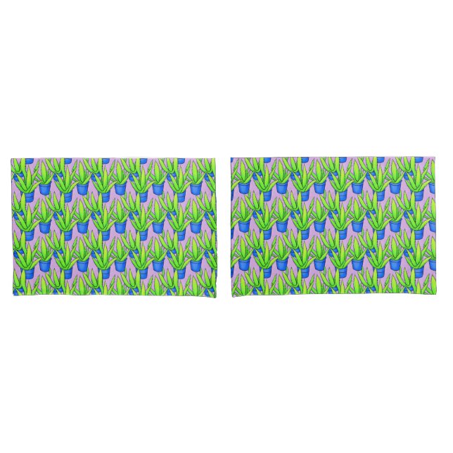 Funda De Cojín Plantas de Aloe Vera con Monograma Patrón (Anverso - Set)