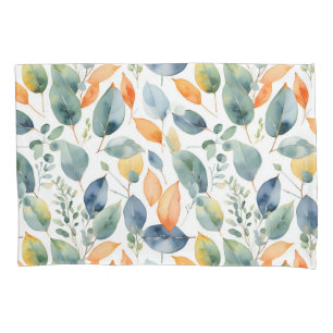 Funda De Cojín Plantas Eucalyptus Naranja Verde 350 Acuarela