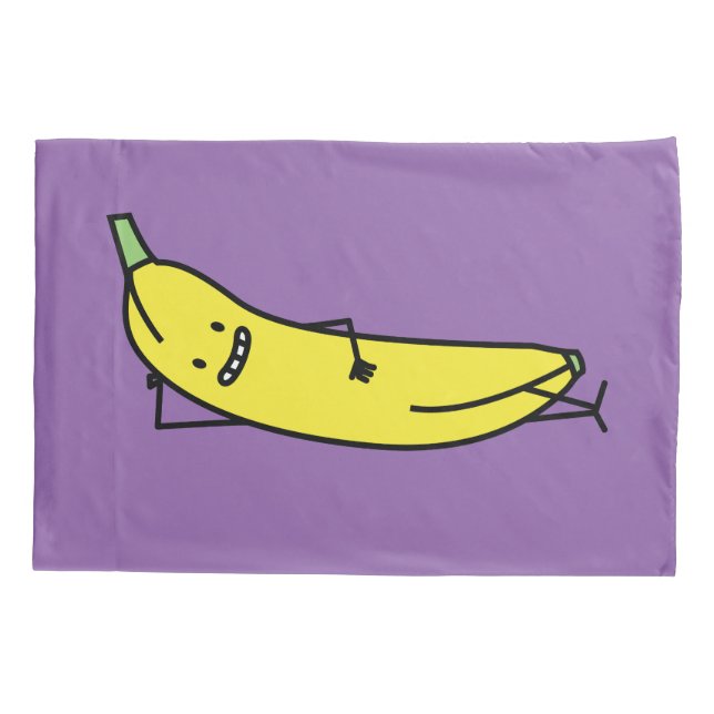 Funda De Cojín Plátano que es sonriente, colocando y relajándose (Reverso)