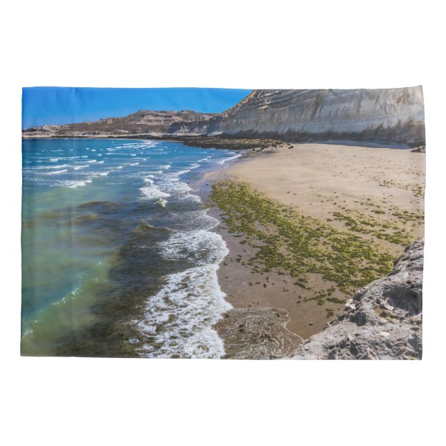 Funda De Cojín Playa de Puerto Piramides, Argentina (Reverso)