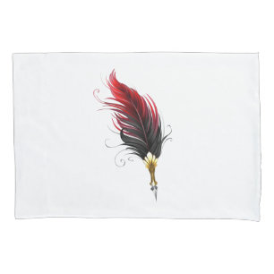 Funda De Cojín Pluma de plumas rojas con nido de oro