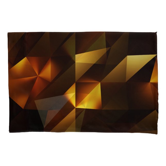 Funda De Cojín Polígono dorado: representación abstracta 3D (Anverso)