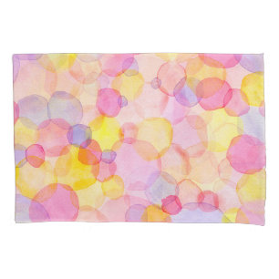 Funda De Cojín Polka Dot Splash: Colorida acuarela
