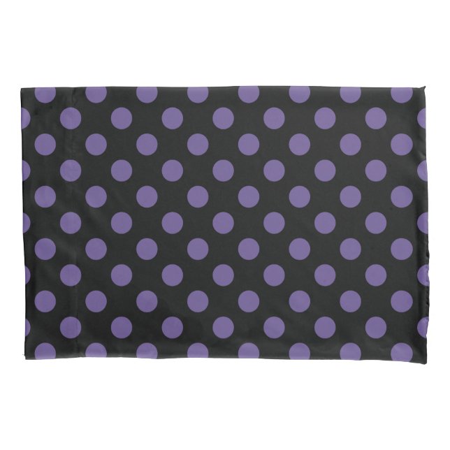 Funda De Cojín Polka ultravioleta sobre negro (Anverso)