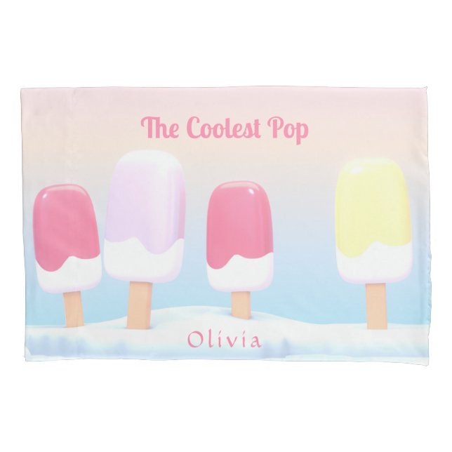 Funda De Cojín Popsicle pop moderno pastel más frío personalizado (Anverso)