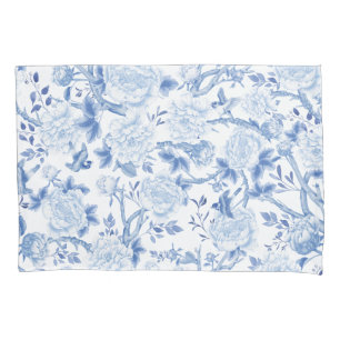 Funda De Cojín Porcelana del jardín floral Chinoiserie Blue White