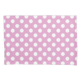 Funda De Cojín Pos de polka blanca en rosa pálido