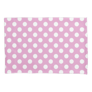 Funda De Cojín Pos de polka blanca en rosa pálido