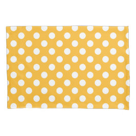 Funda De Cojín Pos de polka blanca sobre amarillo