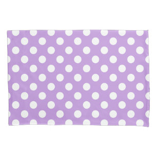 Funda De Cojín Pos de polka blanca sobre lila