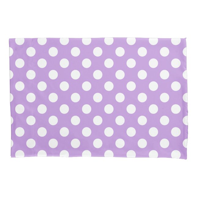 Funda De Cojín Pos de polka blanca sobre lila (Anverso)