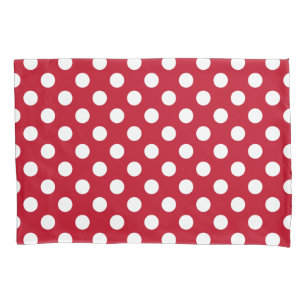 Funda De Cojín Pos de polka blanca sobre rojo