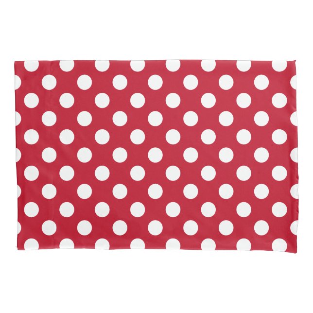 Funda De Cojín Pos de polka blanca sobre rojo (Anverso)