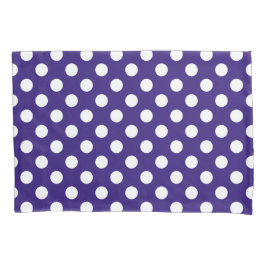 Funda De Cojín Pos de polka blanco sobre azul oscuro