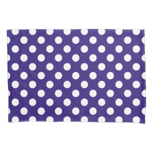 Funda De Cojín Pos de polka blanco sobre azul oscuro