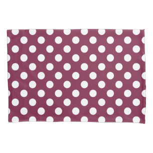 Funda De Cojín Pos de polka blanco sobre burdeos
